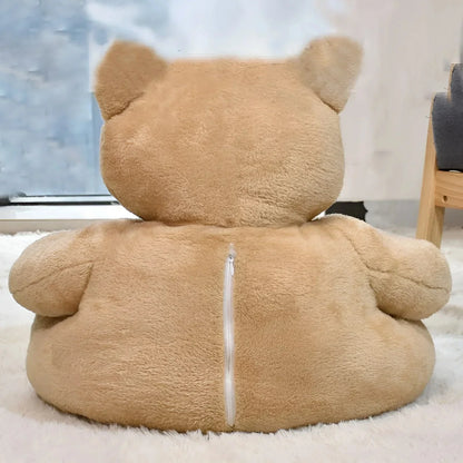 Cozy Pet Pillow with Teddy Bear Design for Cats and Small Dogs – Plush Cushion, Removable Washable Cover, Non-Slip Bottom