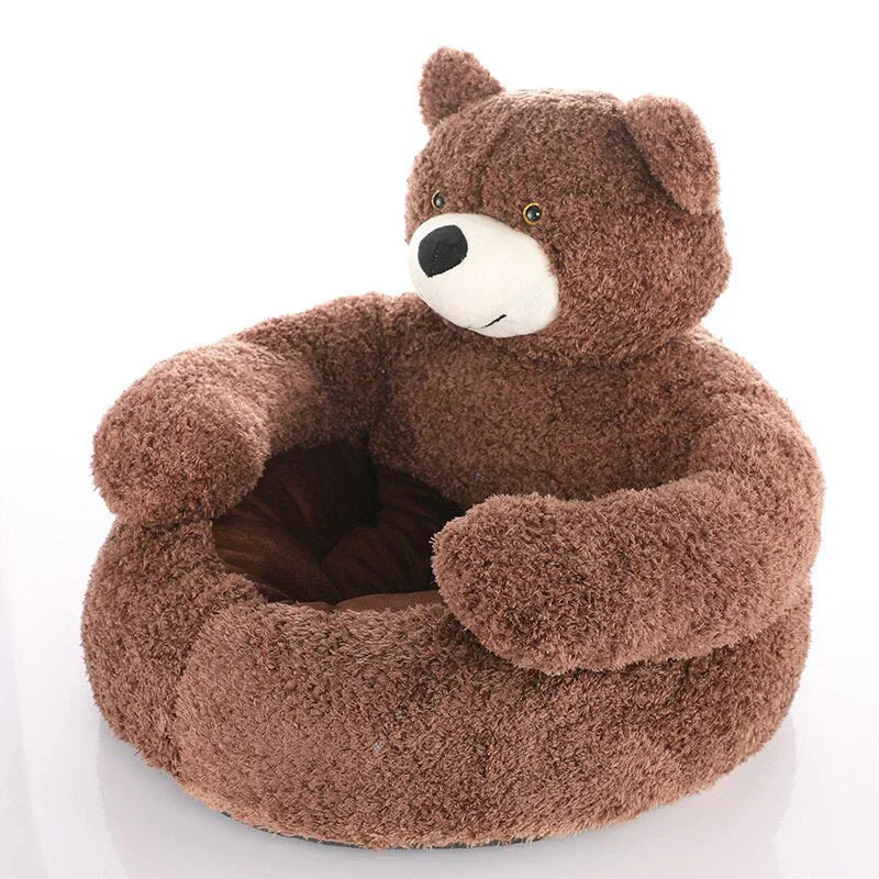 Cozy Pet Pillow with Teddy Bear Design for Cats and Small Dogs – Plush Cushion, Removable Washable Cover, Non-Slip Bottom