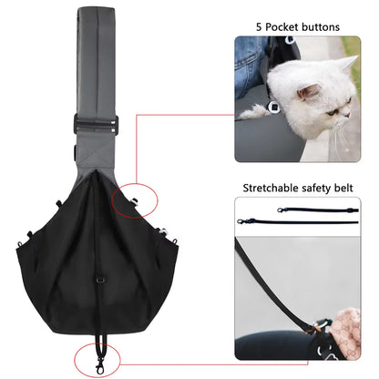 Pet Dog Sling Carrier Bag Outdoor Portable Shoulder Messenger Bag Cat Walking Bag for Puppy Kitten Nylon Pets Handbag