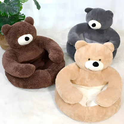 Cozy Pet Pillow with Teddy Bear Design for Cats and Small Dogs – Plush Cushion, Removable Washable Cover, Non-Slip Bottom